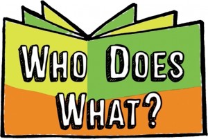 who does what english video series logo