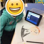 We created a movie theatre in our dramatic play area and we asked the students to make posters to advertise movies they were interested in. The students asked to use the iPads to look up pictures of the current movies and this student drew Boss Baby.