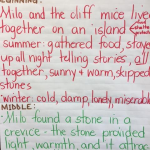 An anchor chart created with students to record what happened at the beginning of the story, as well as what happened in the middle of the story