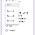Drop-down menu where you would have all student names listed
