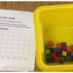 Grade 1 centre using dice and blocks to record outcomes