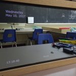 Mirror shown in its resting state, indicated basic data like time and weather