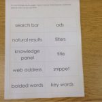 Key words were provided to assist students in learning online searching skills