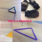 Students made and found triangles and then took pictures and wrote text