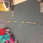 Students created the longest paper chain and had to measure using standard and non-standard units