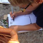 Student documenting their observations of the outdoor environment