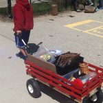 The wagon would be filled with a variety of items. Clipboards, paper, pencils, magnifying glasses, etc. So learning could be captured by students and educators. 