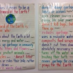 An anchor chart that shows students' thinking when responding to the question: What does it mean to be a steward of the Earth? 