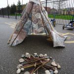 The children used natural materials to make their own play structures. 