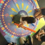 Students explore telling time and elapsed time using a jumbo clock.